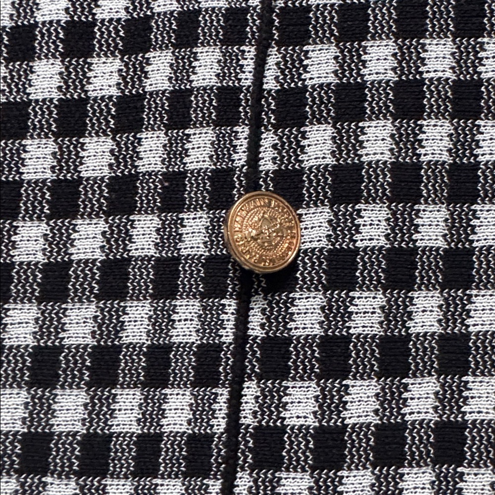 Nanette Lepore black and white checkered fringe, midi skirt, gold buttons XL - Picture 2 of 5